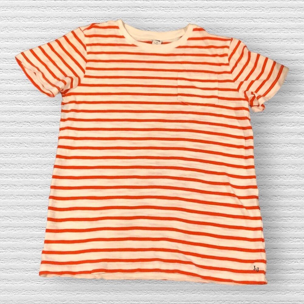 Janie & Jack 12 Orange White Striped Slub Pocket Tee Shirt